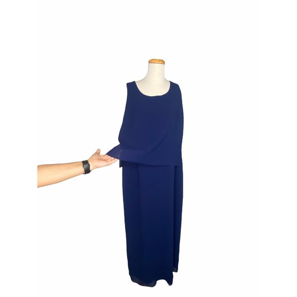 Ursula of Switzerland Vintage Chiffon Dress and Jacket Suit Blue 16W - Picture 11 of 12